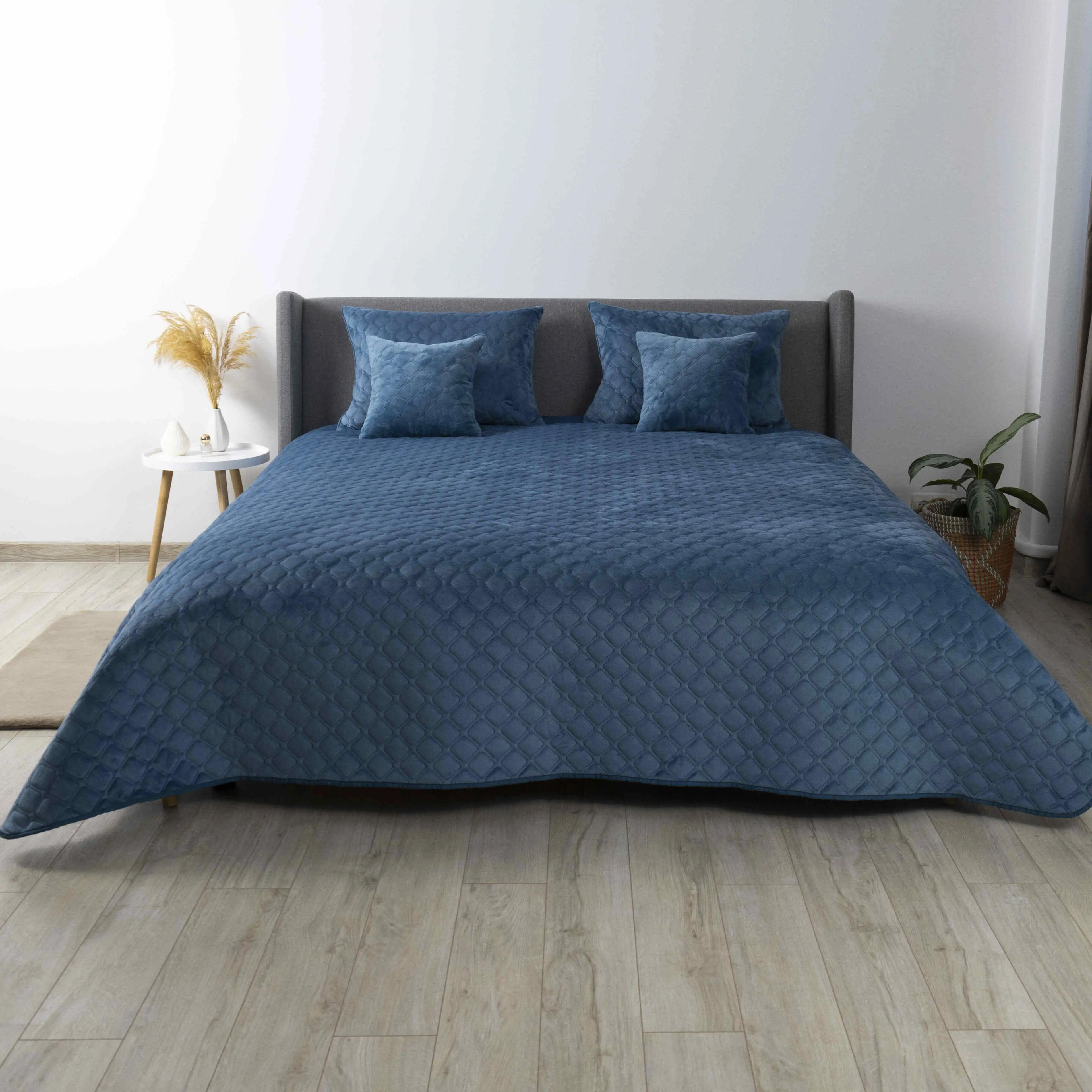 Покривало ТЕП "VELOUR" Cинє/Ромб круглий, 150x210 - Фото 2
