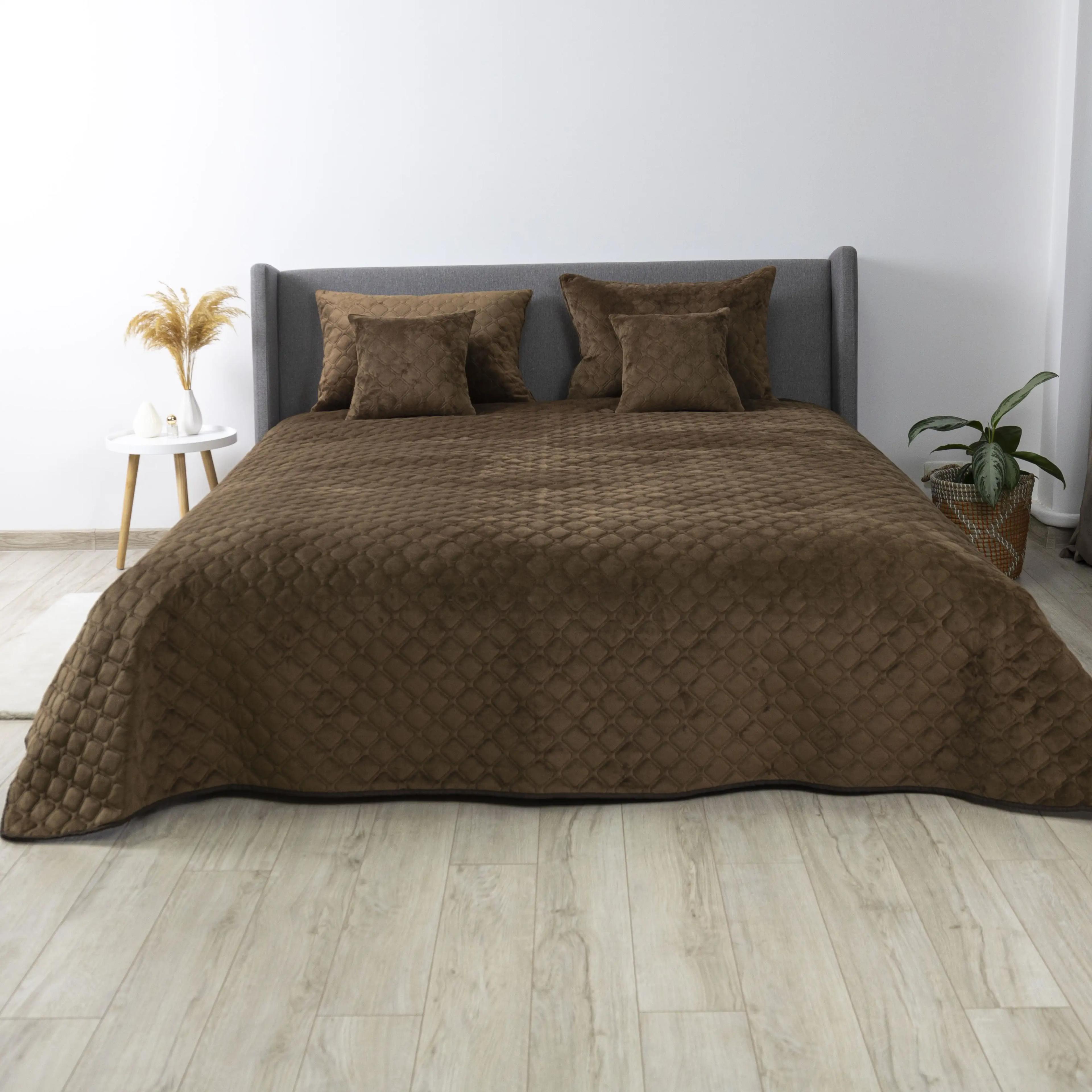 Покривало ТЕП "VELOUR" Коричневе/Ромб круглий, 150x210 - Фото 2