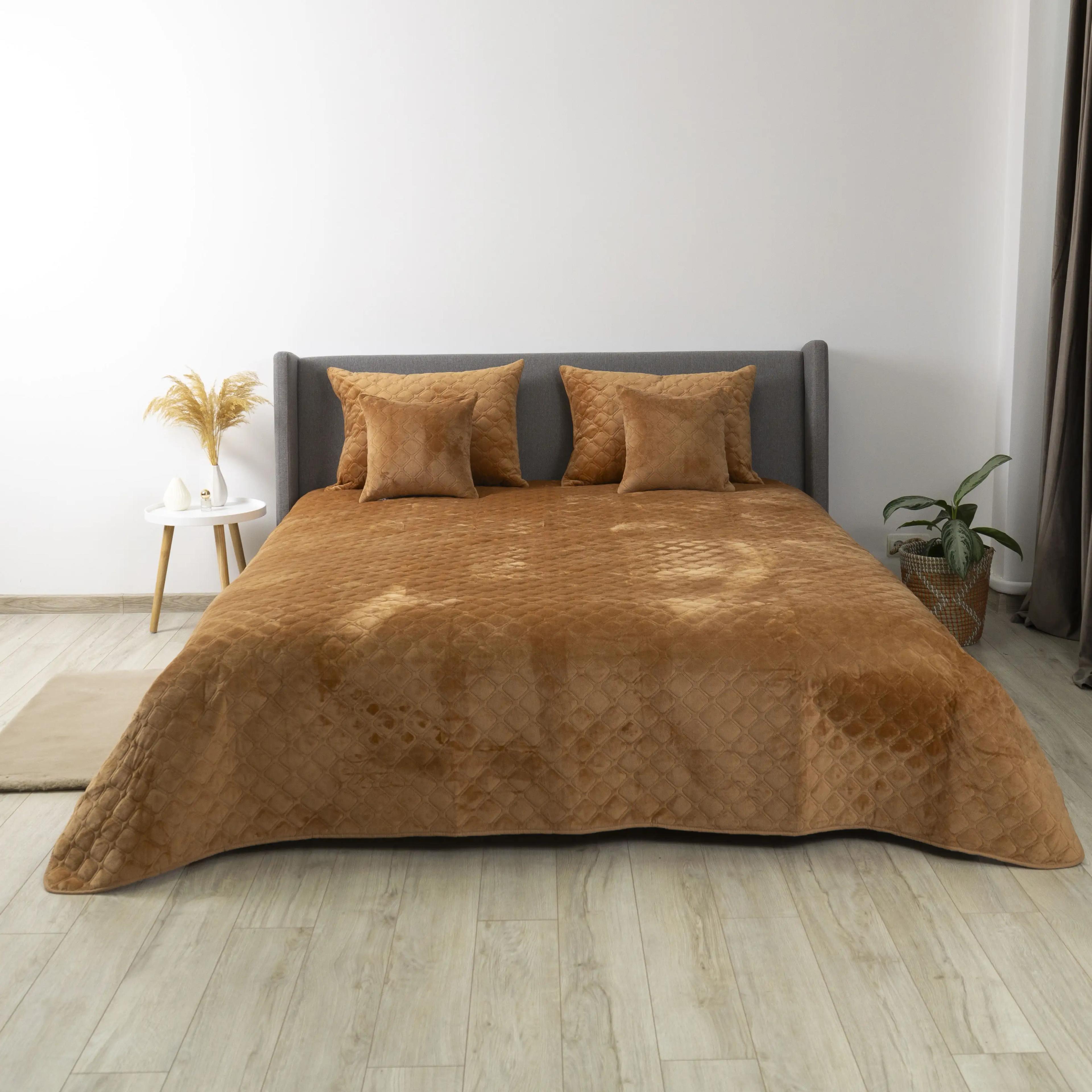 Покривало ТЕП "VELOUR" Кофейне/Ромб круглий, 150x210 - Фото 2