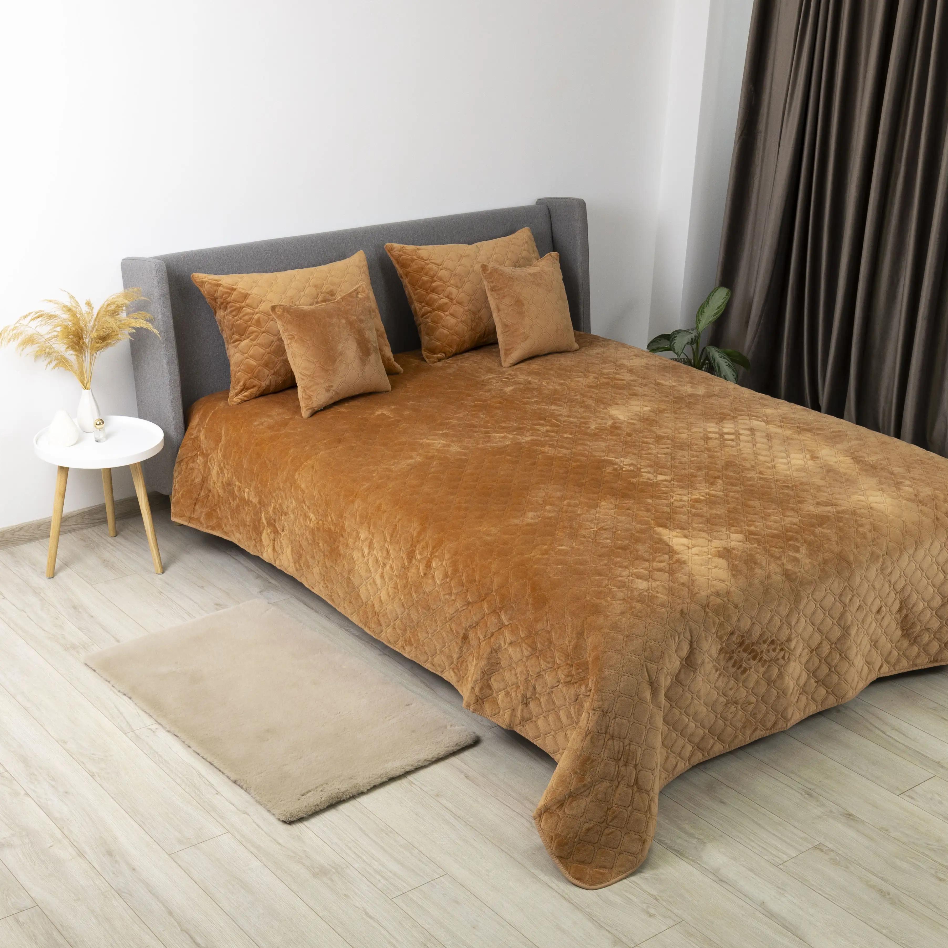Покривало ТЕП "VELOUR" Кофейне/Ромб круглий, 150x210 - Фото 3