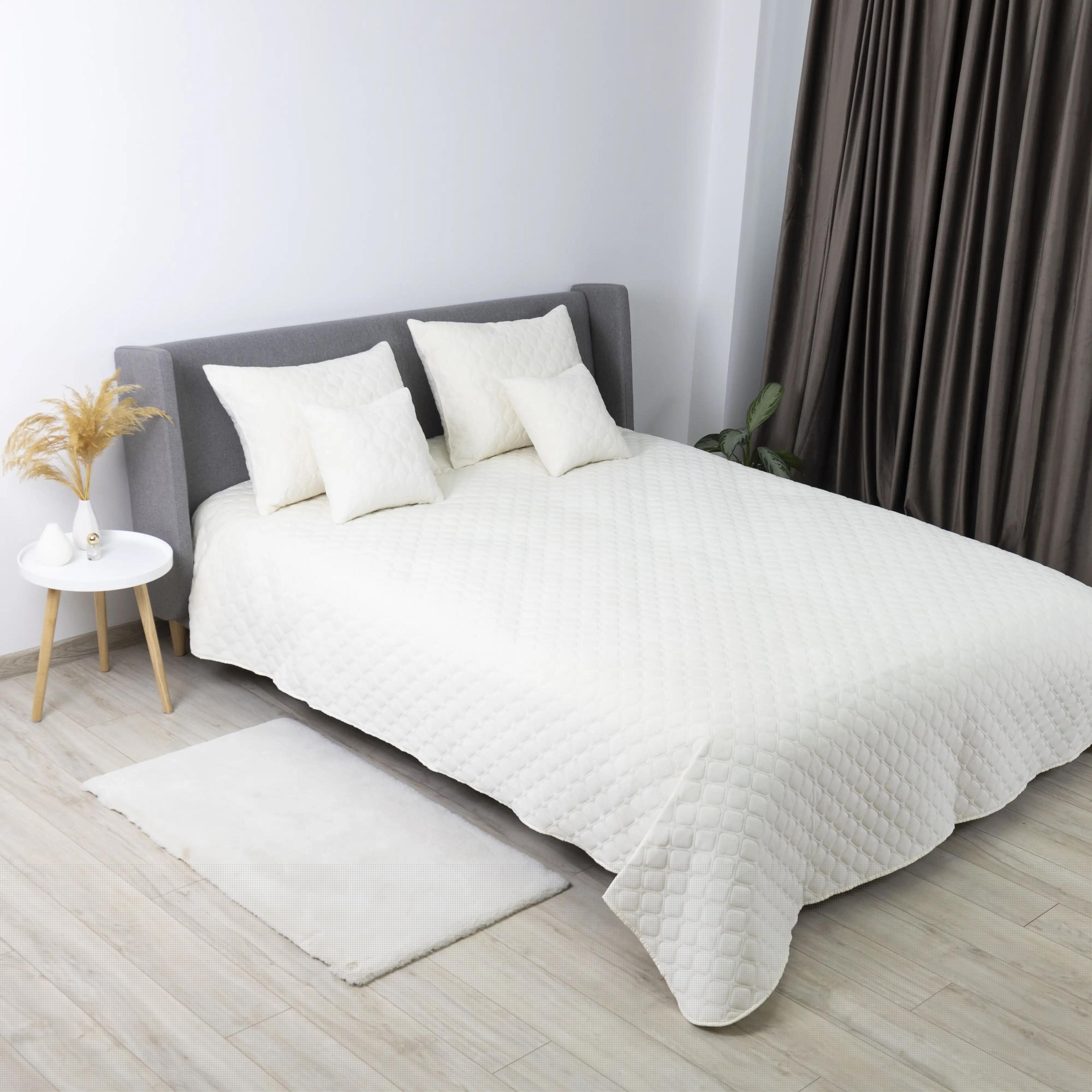 Покривало ТЕП "VELOUR" Молочне/Ромб круглий, 150x210 - Фото 3