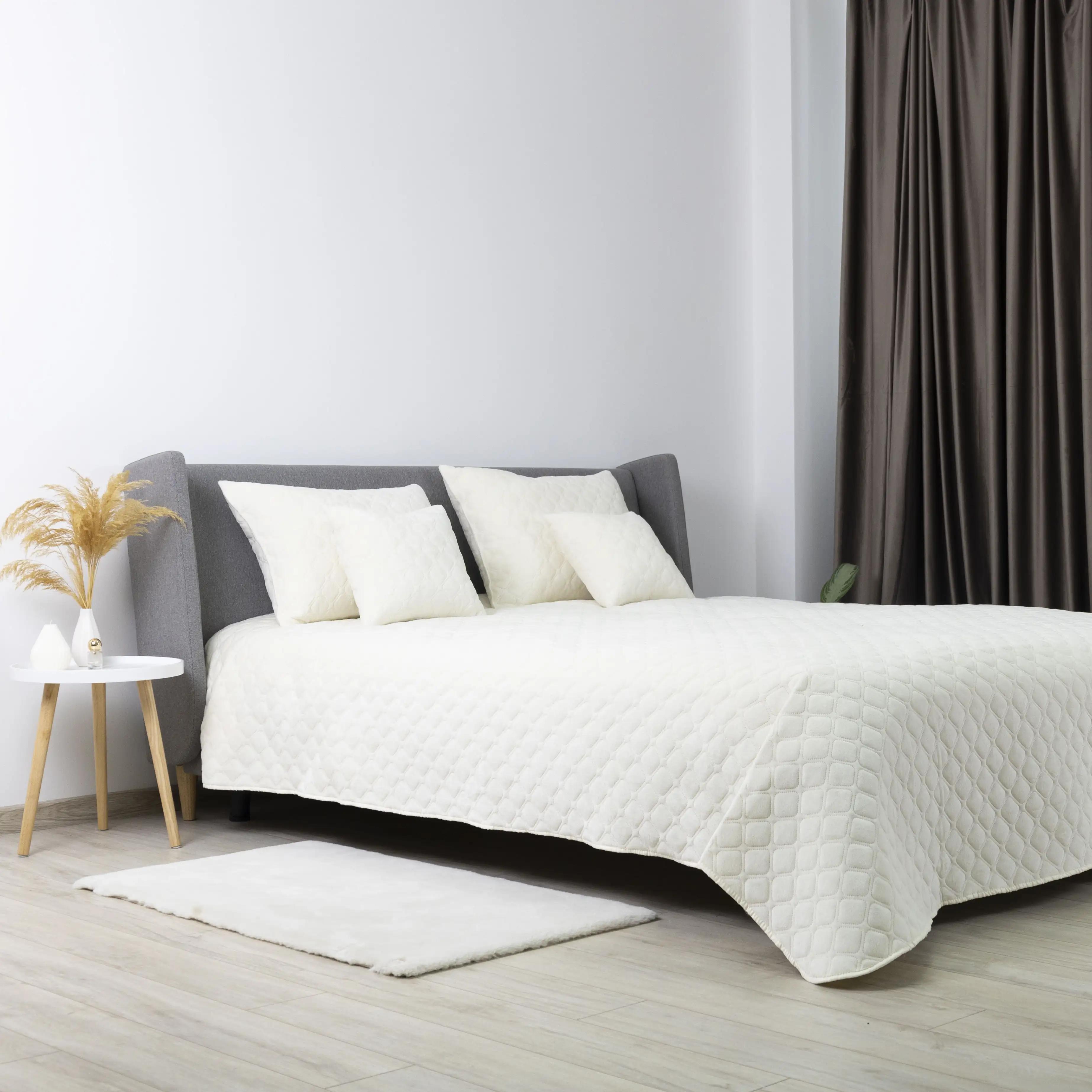 Покривало ТЕП "VELOUR" Молочне/Ромб круглий, 150x210 - Фото 4