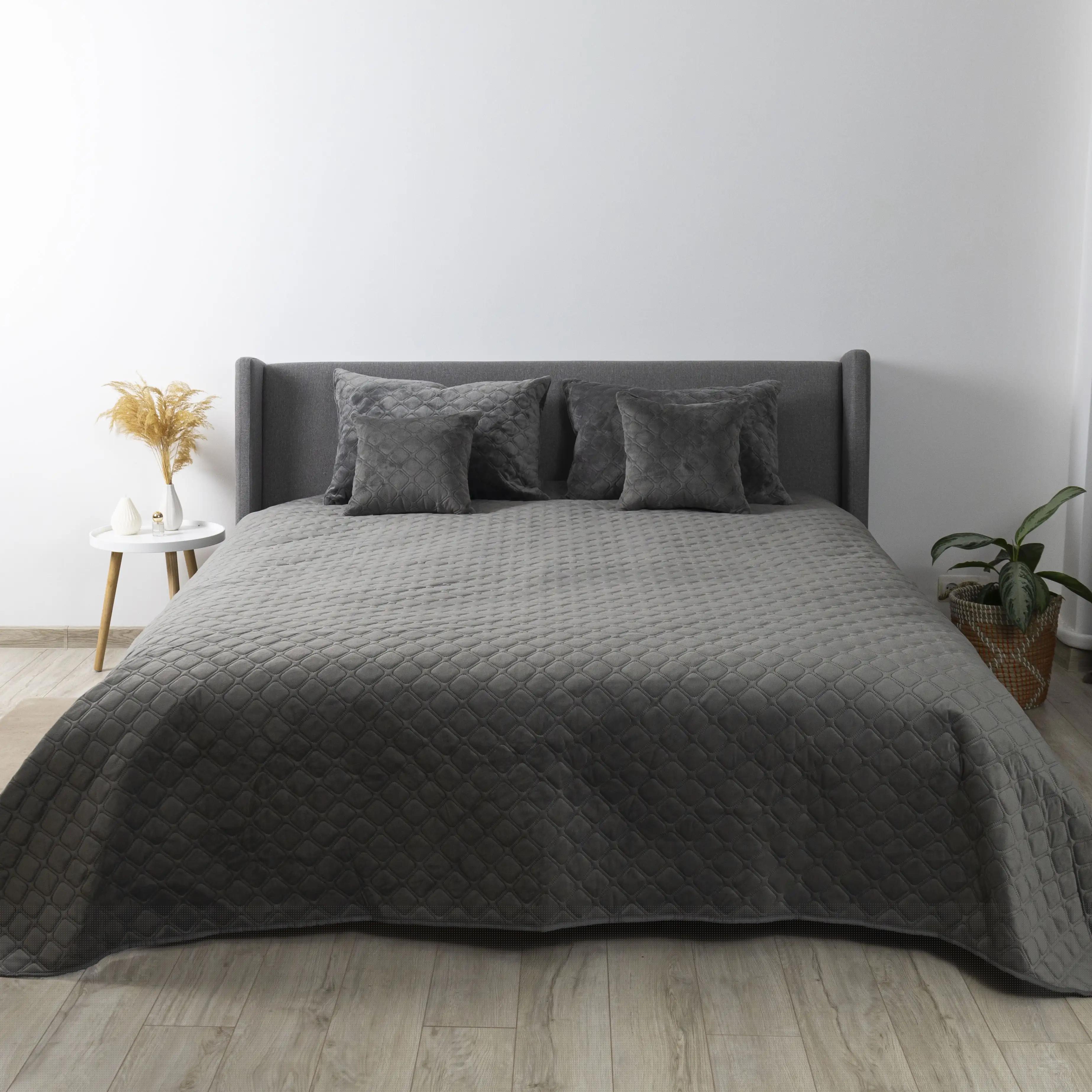 Покривало ТЕП "VELOUR" Сіре/Ромб круглий, 150x210 - Фото 2