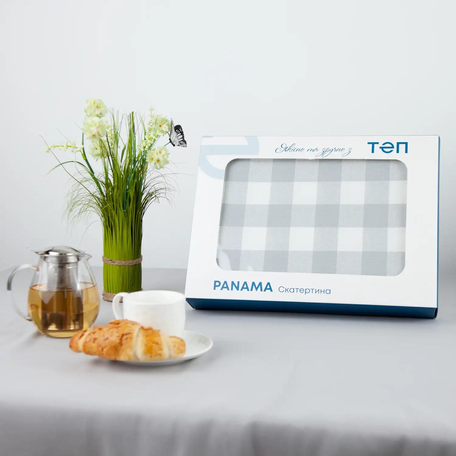 Скатертина "Panama" водовідштовхуюча Light Gray Check, 160x200 - Фото 3