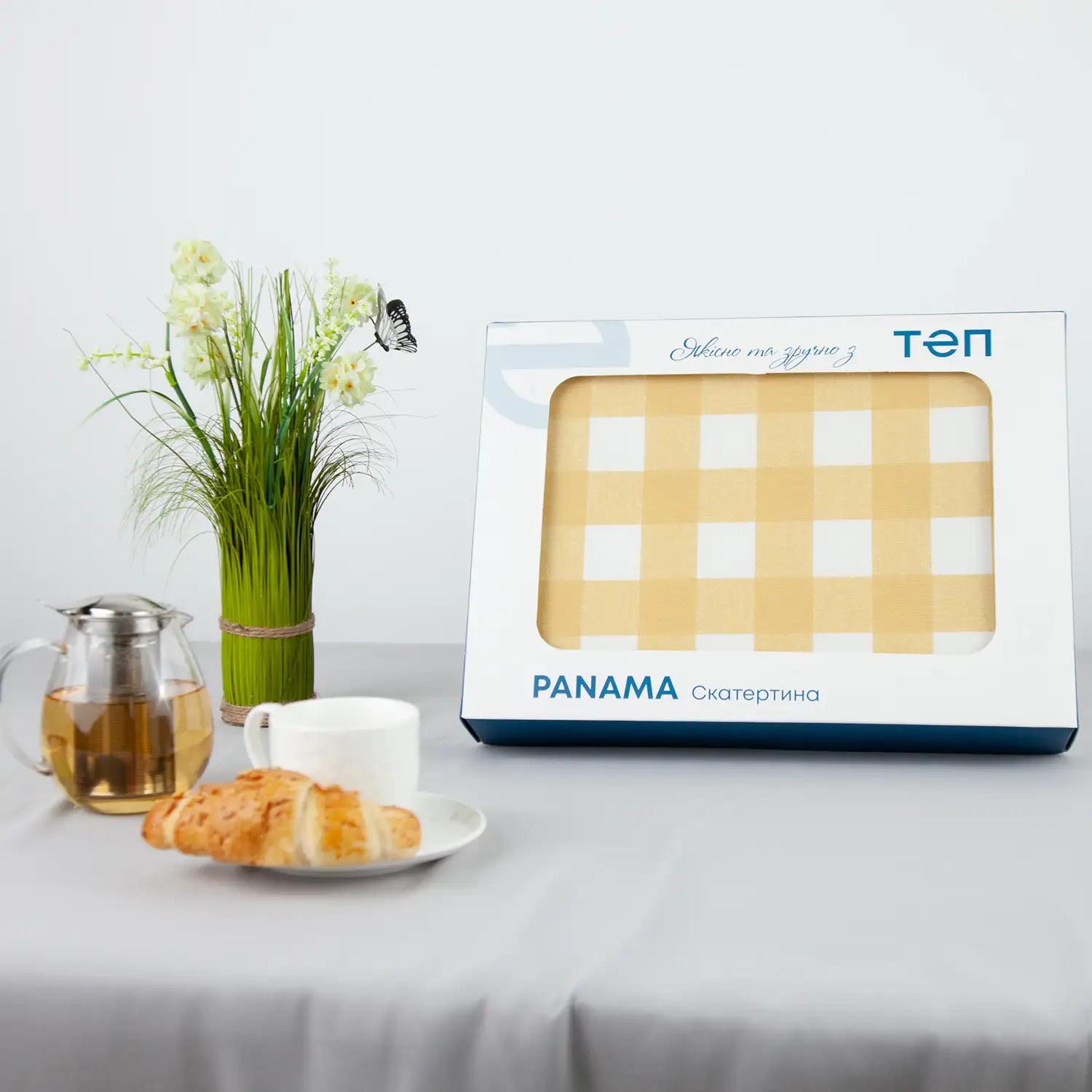 Скатертина "Panama" водовідштовхуюча Yellow Check, 160x200 - Фото 3