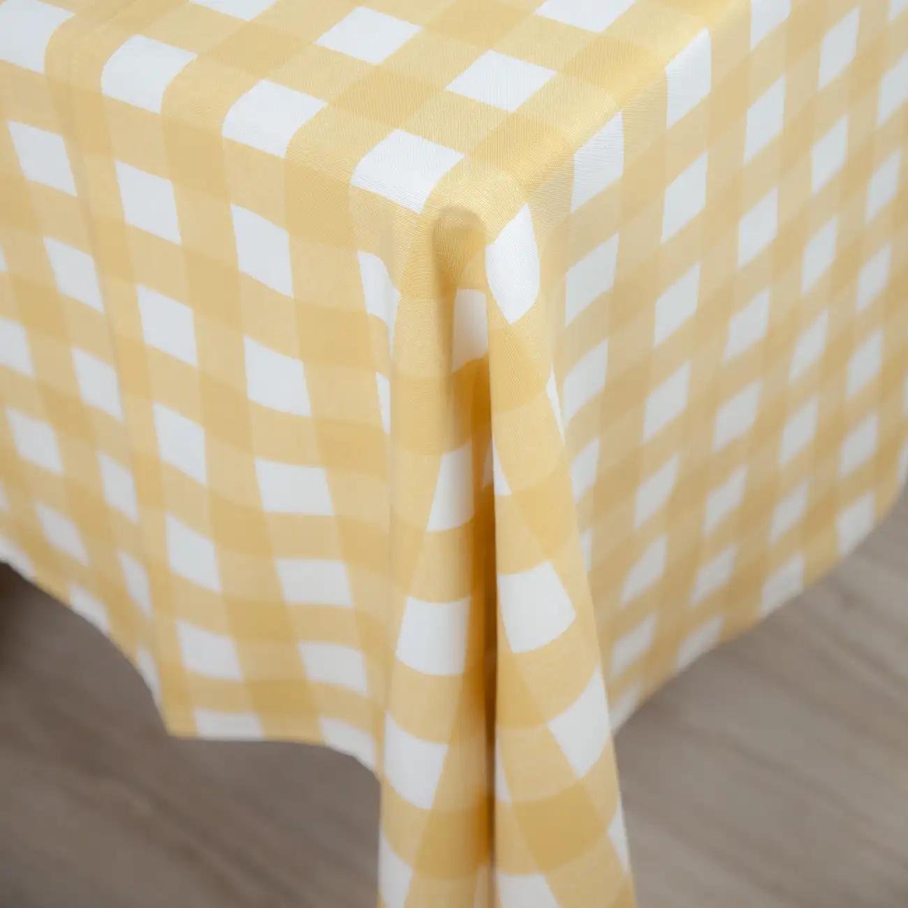 Скатертина "Panama" водовідштовхуюча Yellow Check, 160x200 - Фото 4