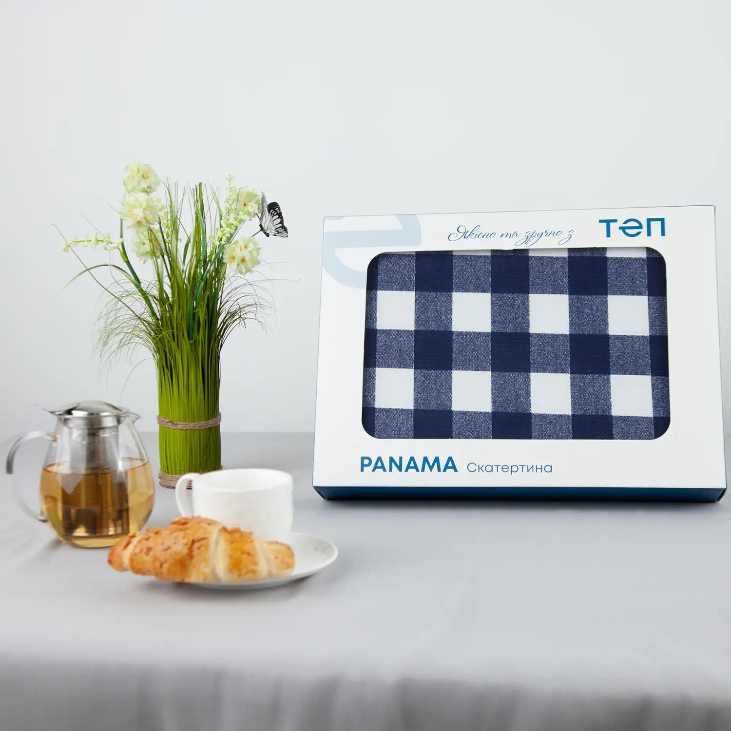 Скатертина "Panama" водовідштовхуюча Dark Blue Check, 160x200 - Фото 3
