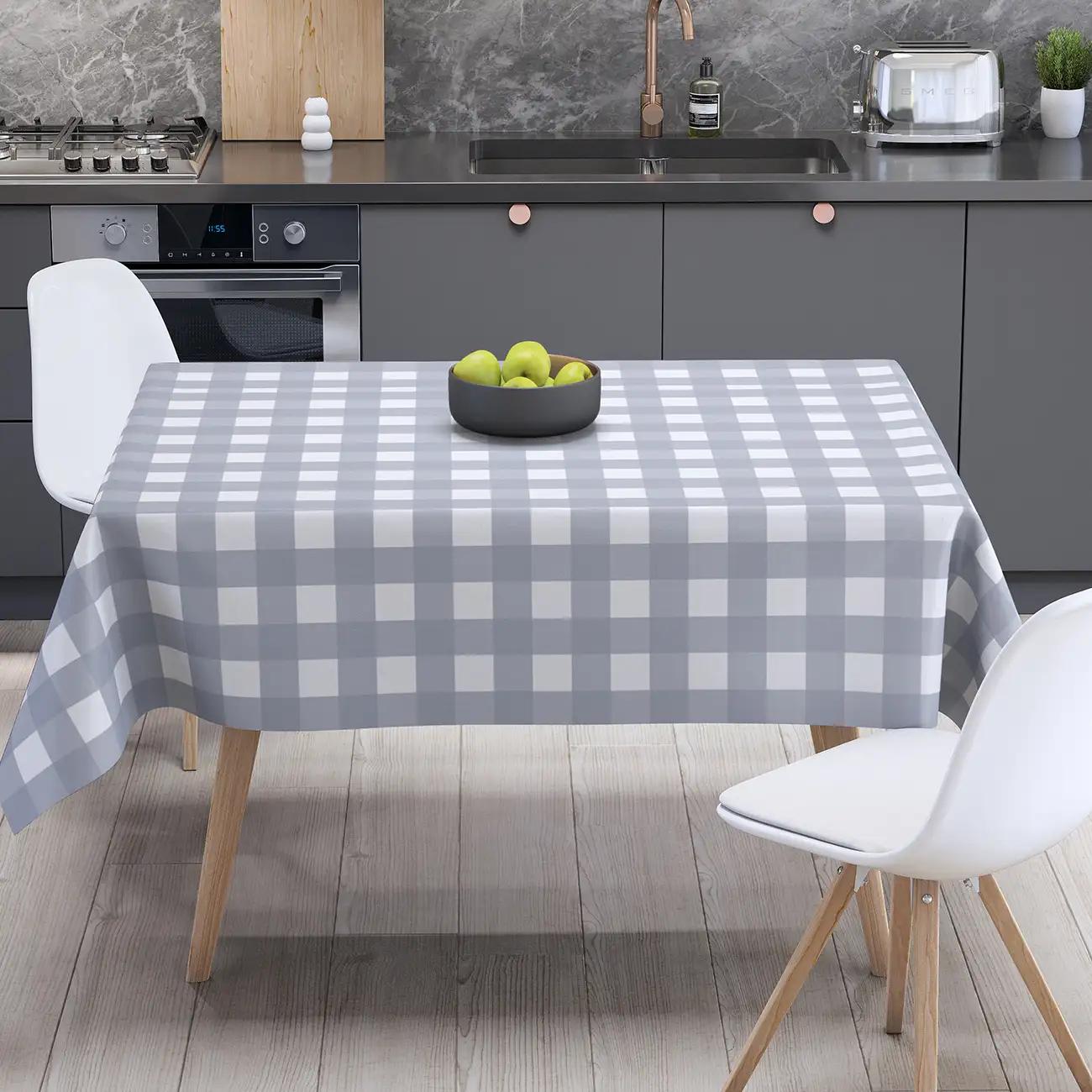 Скатертина "Panama" водовідштовхуюча Dark Gray Check, 160x200 - Фото 2