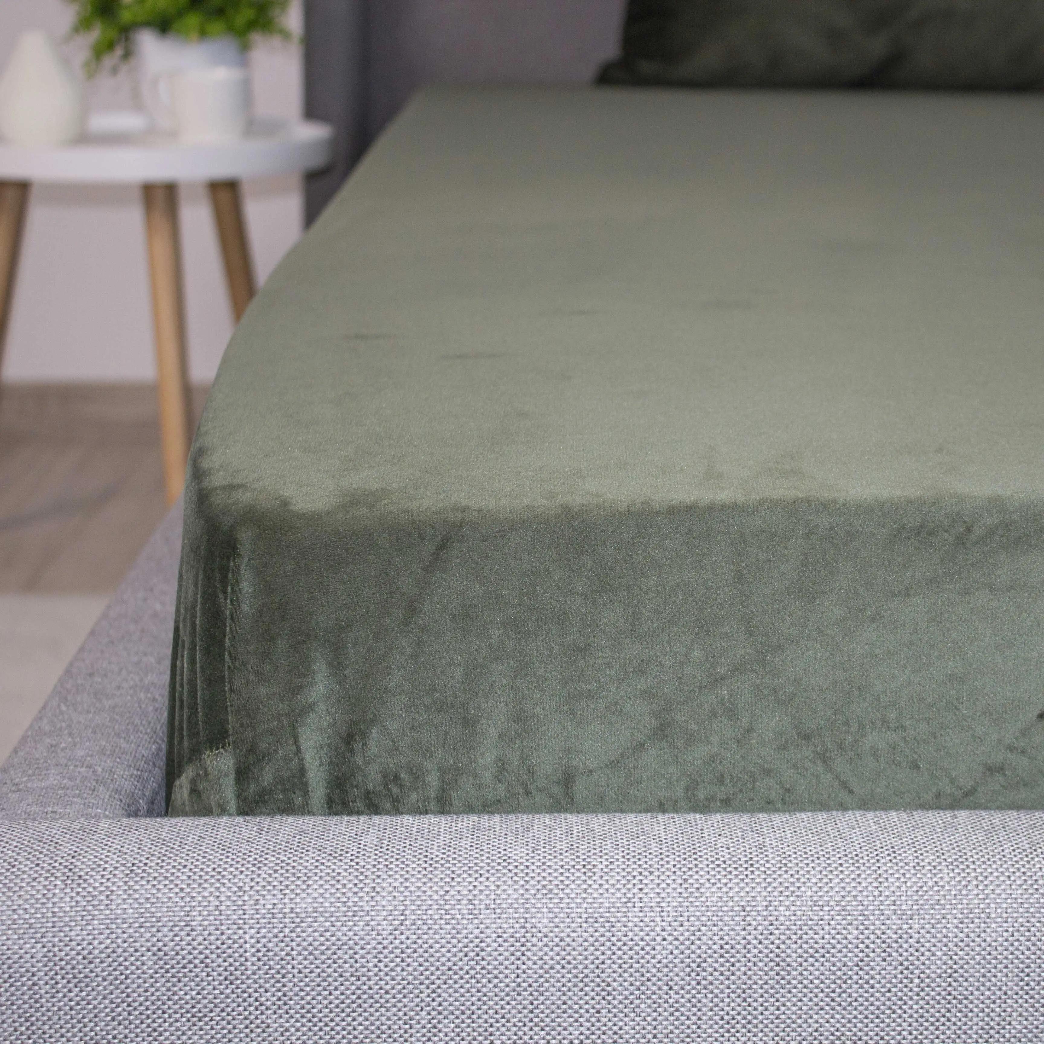 Простирадло ТЕП "VELOUR" з резинкою темно-зелений, 160x200 - Фото 5