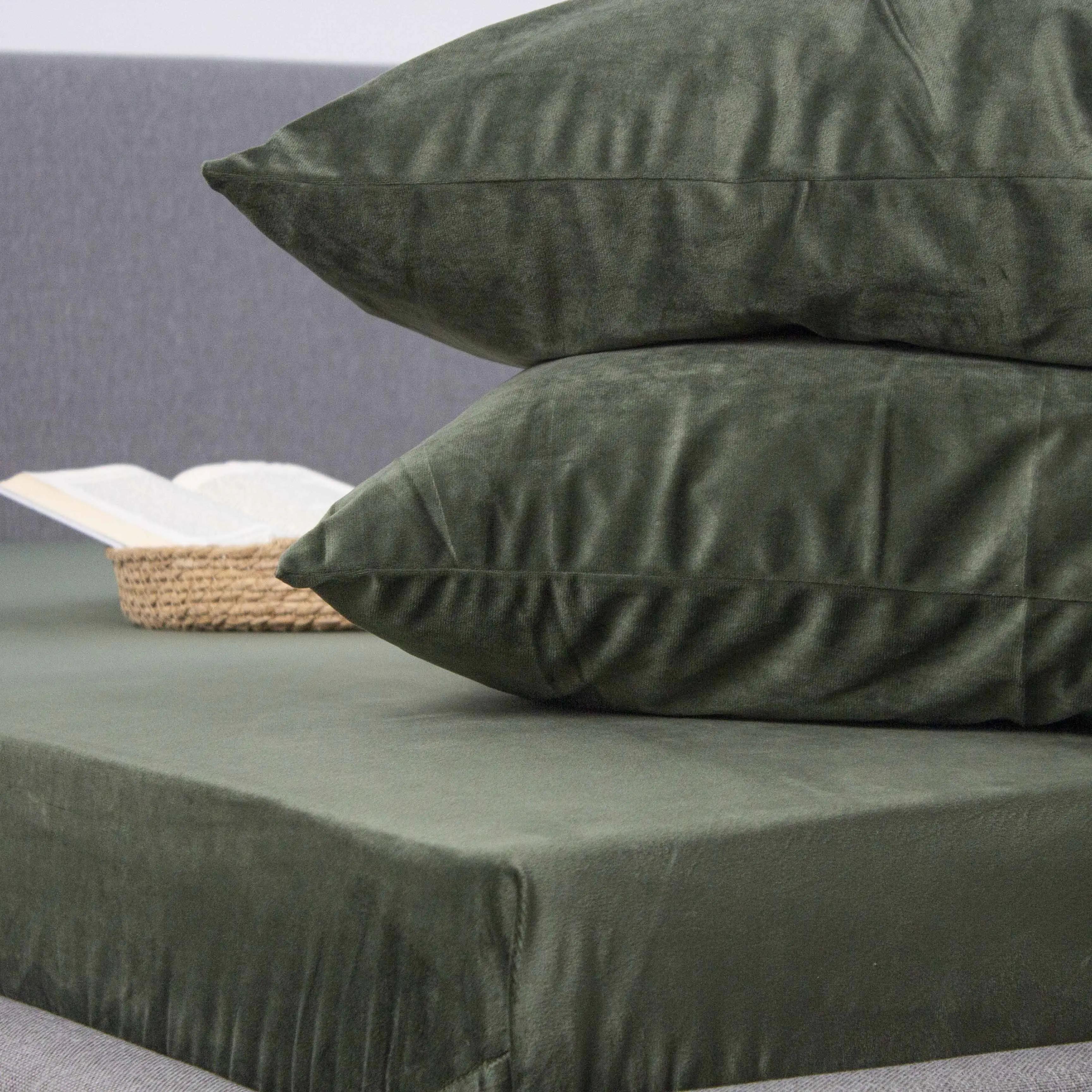 Простирадло ТЕП "VELOUR" з резинкою темно-зелений, 160x200 - Фото 7