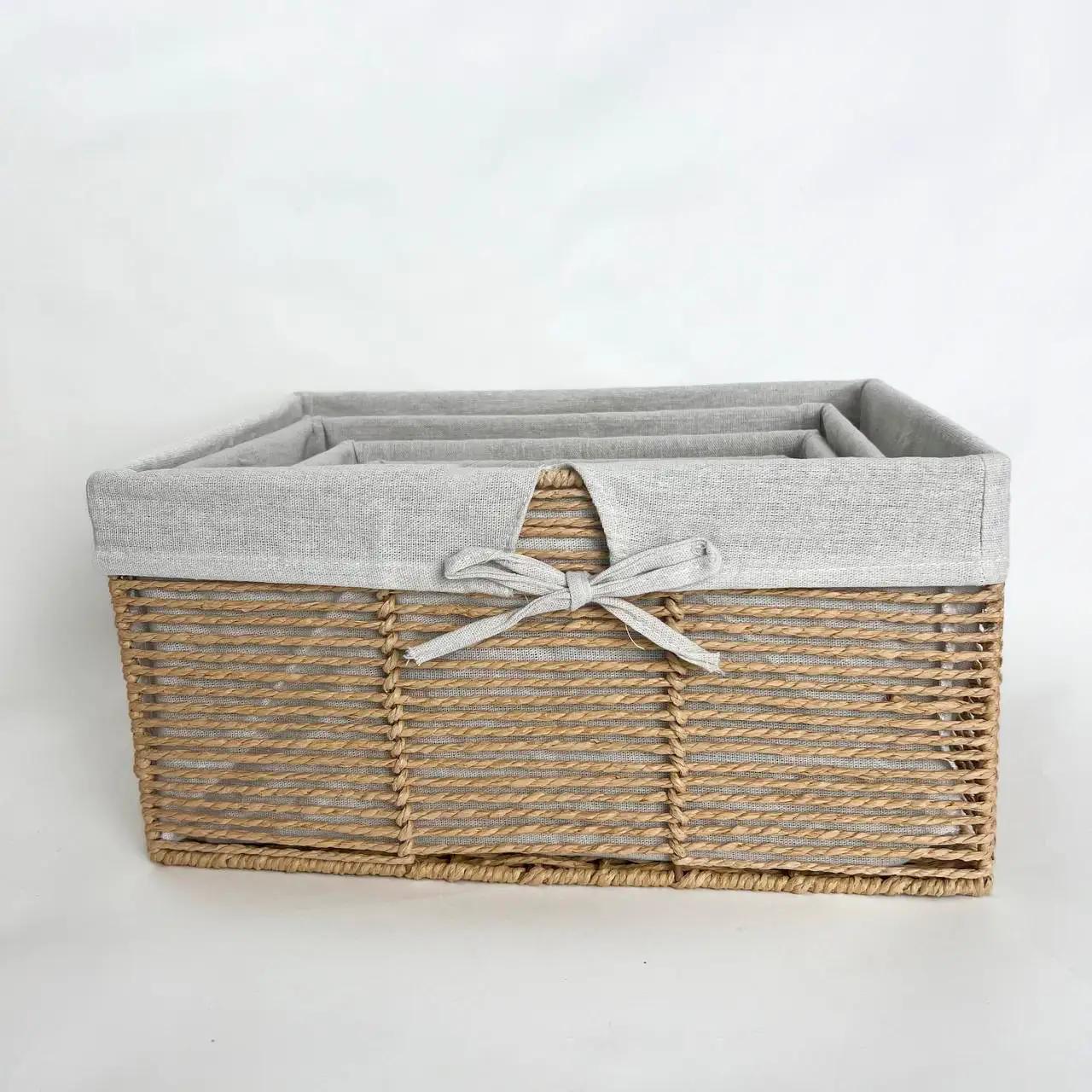 Комплект кошиків для дому Linen Harmony, 4 шт, прямокутні, молочні