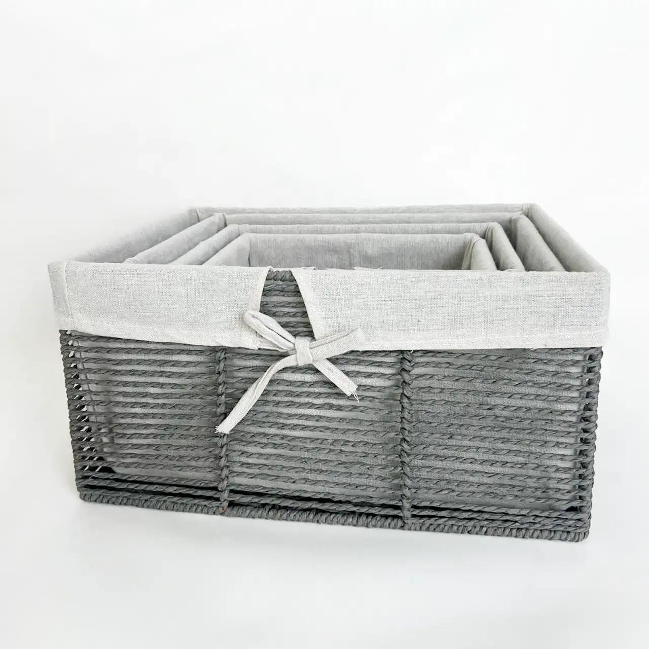 Комплект кошиків для дому Linen Harmony, 4 шт, прямокутні, сірі