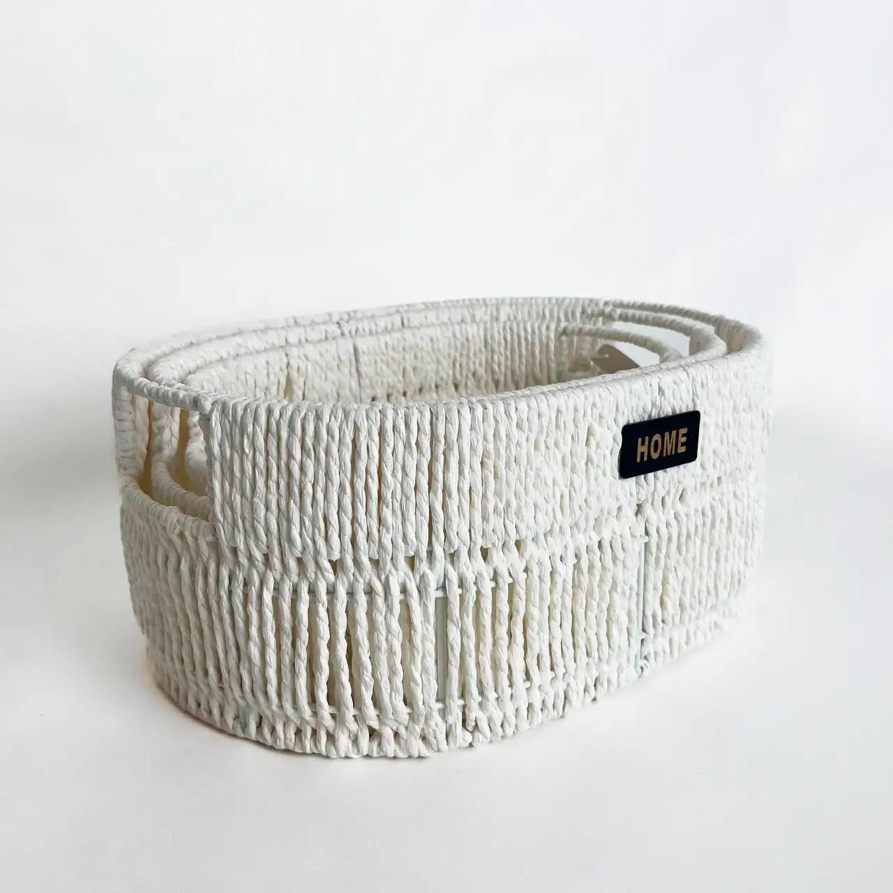 Комплект декоративних кошиків Home Edition, 3 шт, білий - Фото 2