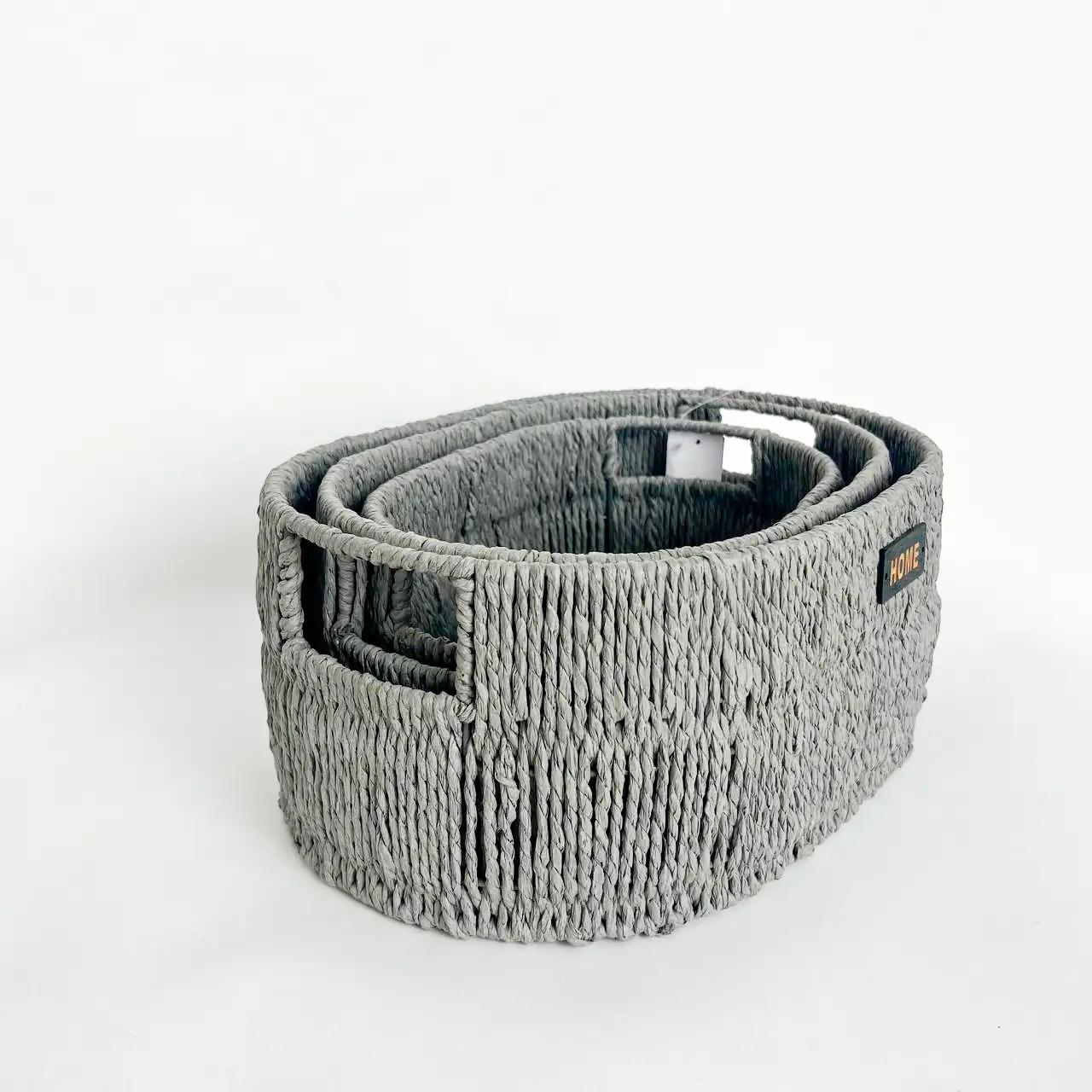 Комплект декоративних кошиків Home Edition, 3 шт, сірий - Фото 2