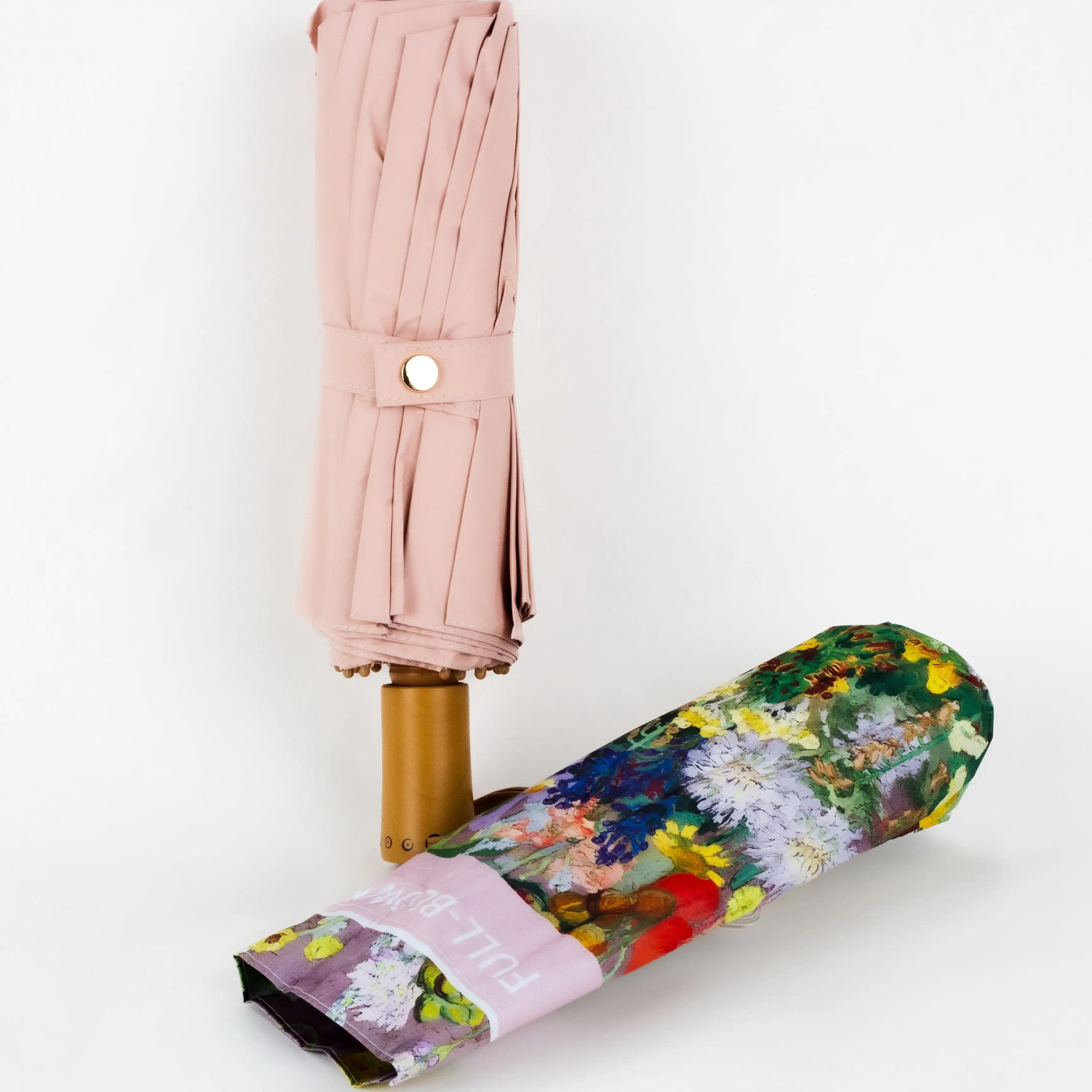 Парасоля механічна складна 99 см — Umbrella Floral Shield Pink - Фото 3