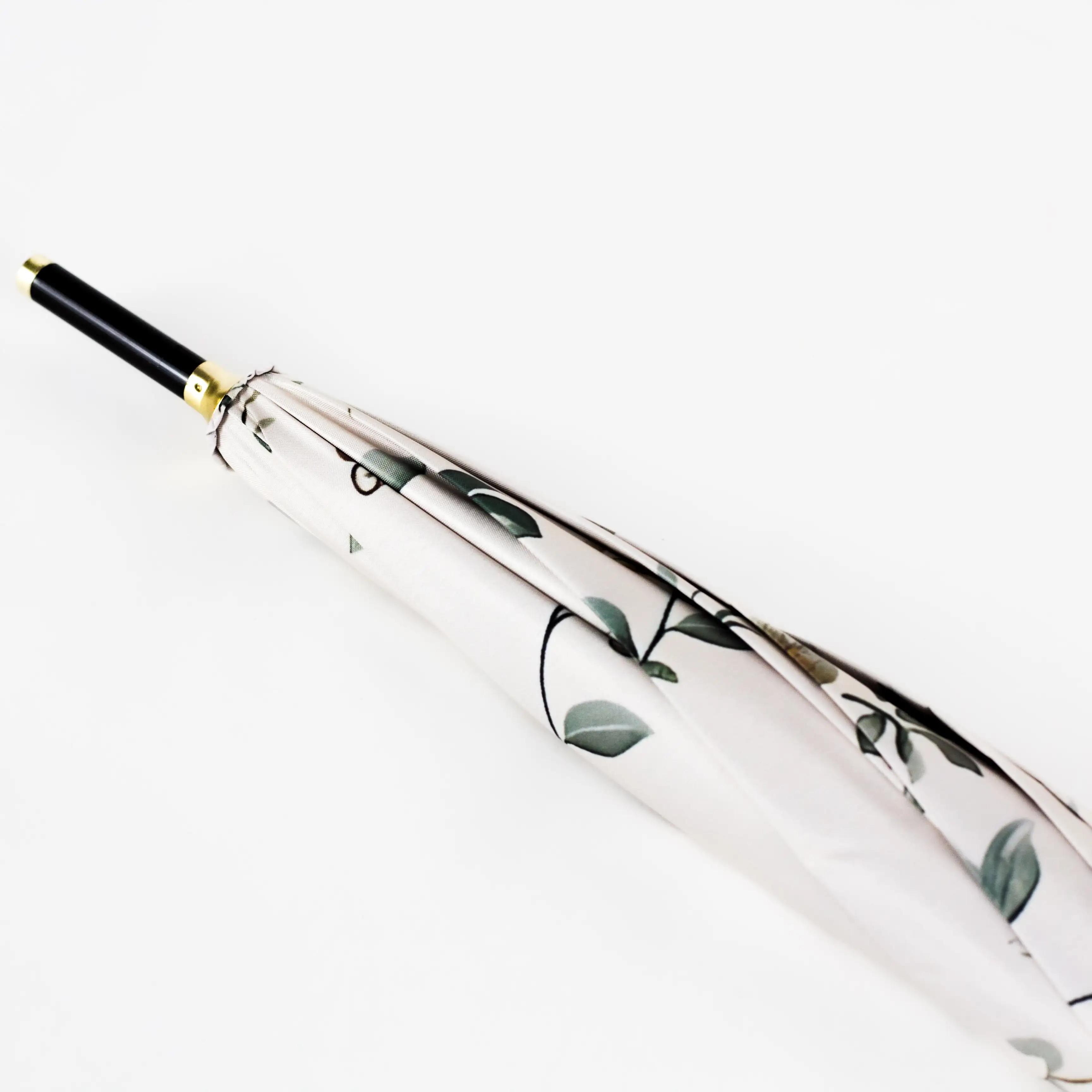 Парасоля-тростина складна напівавтоматична з квітковим принтом — Umbrella FlowerShield