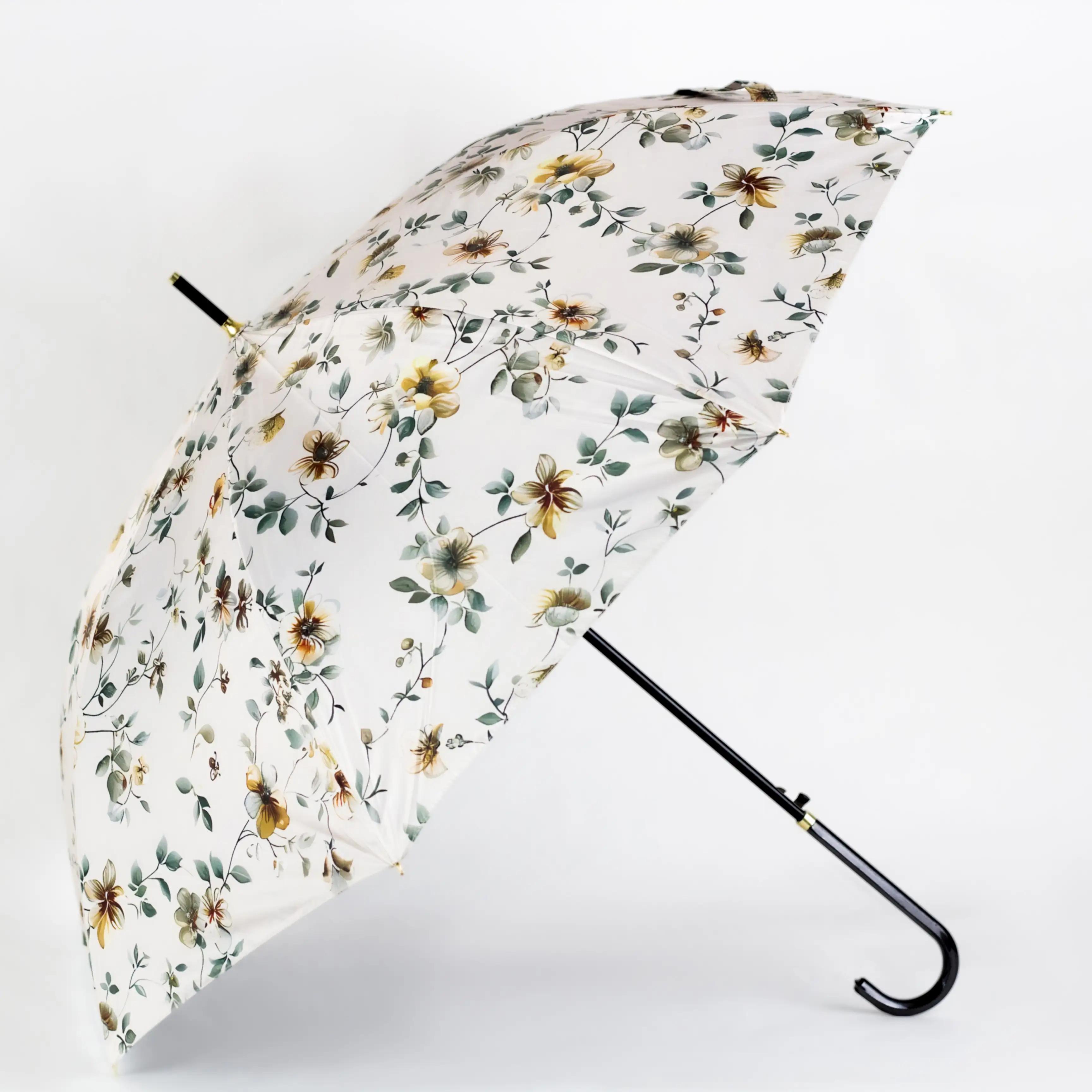 Парасоля-тростина складна напівавтоматична з квітковим принтом — Umbrella FlowerShield - Фото 3