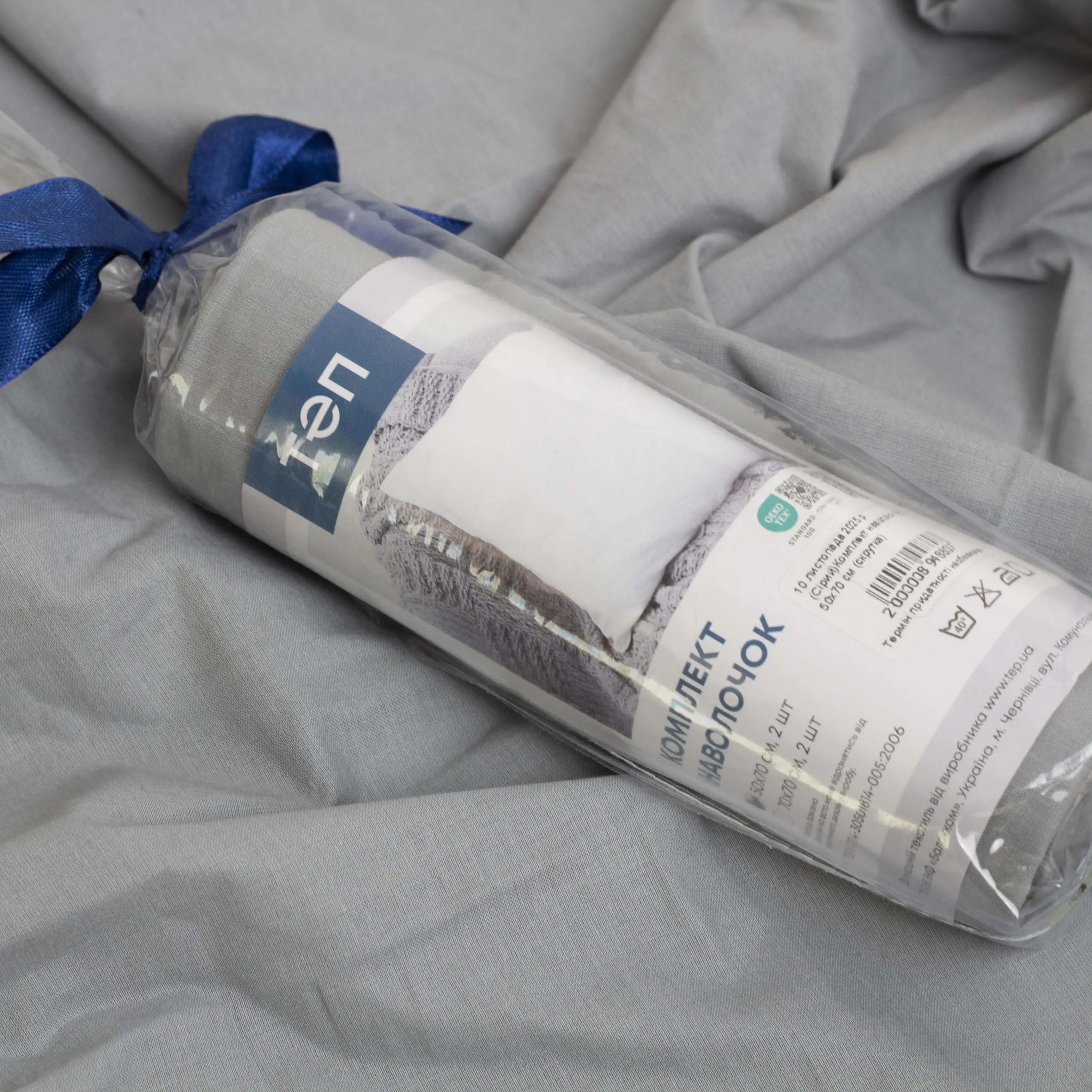 Комплект наволочок ТЕП скрутка Сірий, 50x70 - Фото 6