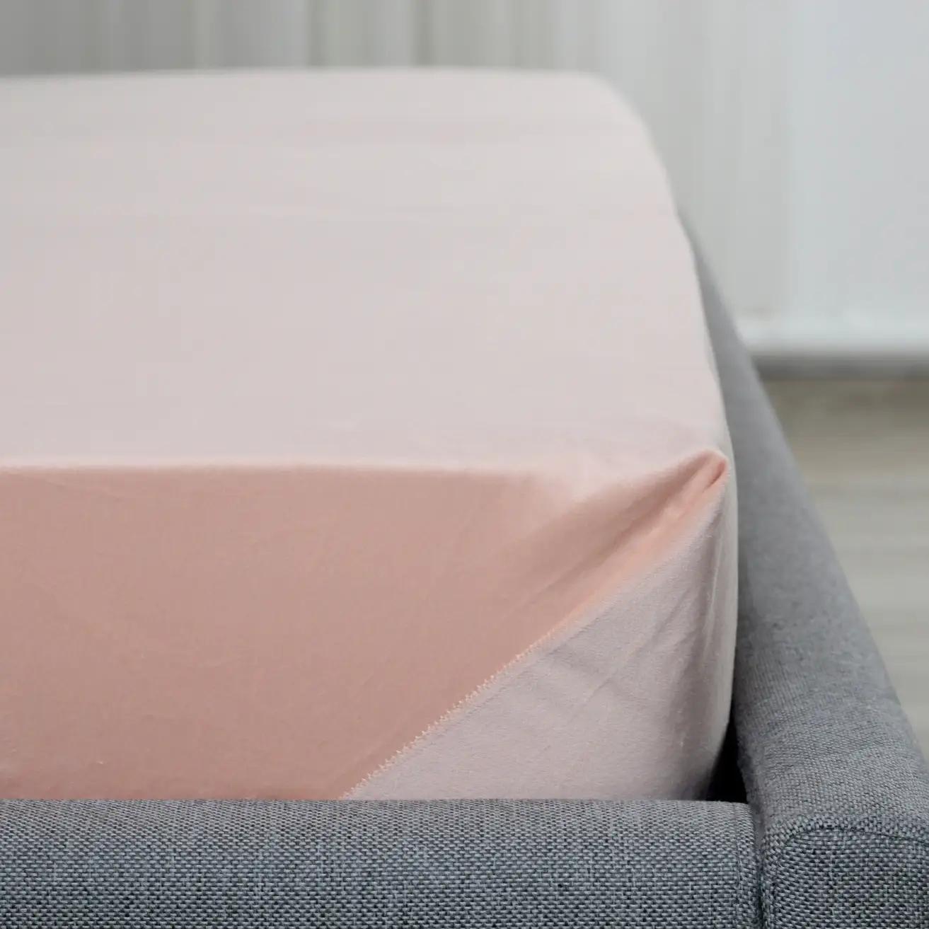 Простирадло ТЕП "VELOUR" з резинкою пудрове, 160x200 - Фото 3