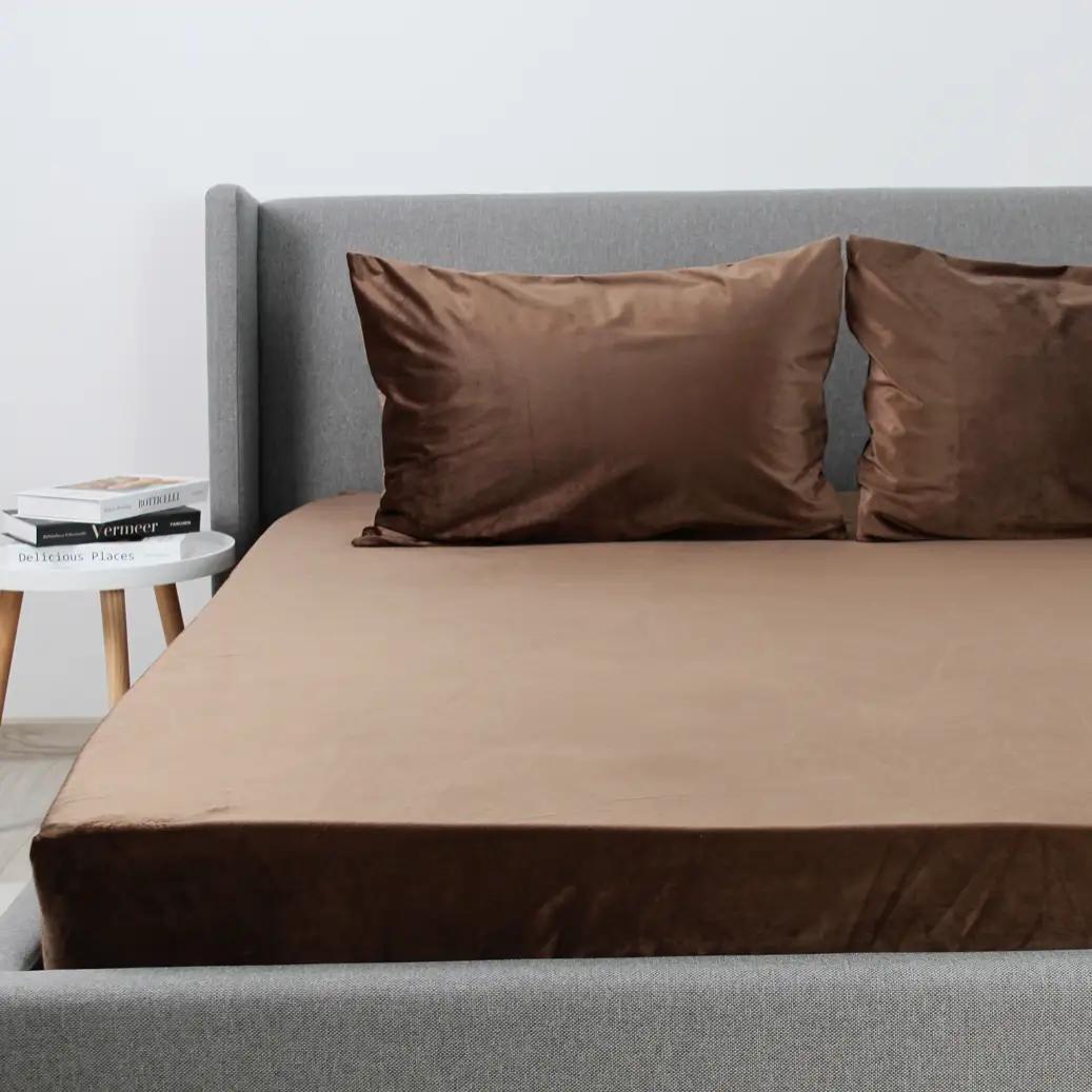 Простирадло ТЕП "VELOUR" з резинкою шоколадне, 160x200 - Фото 2