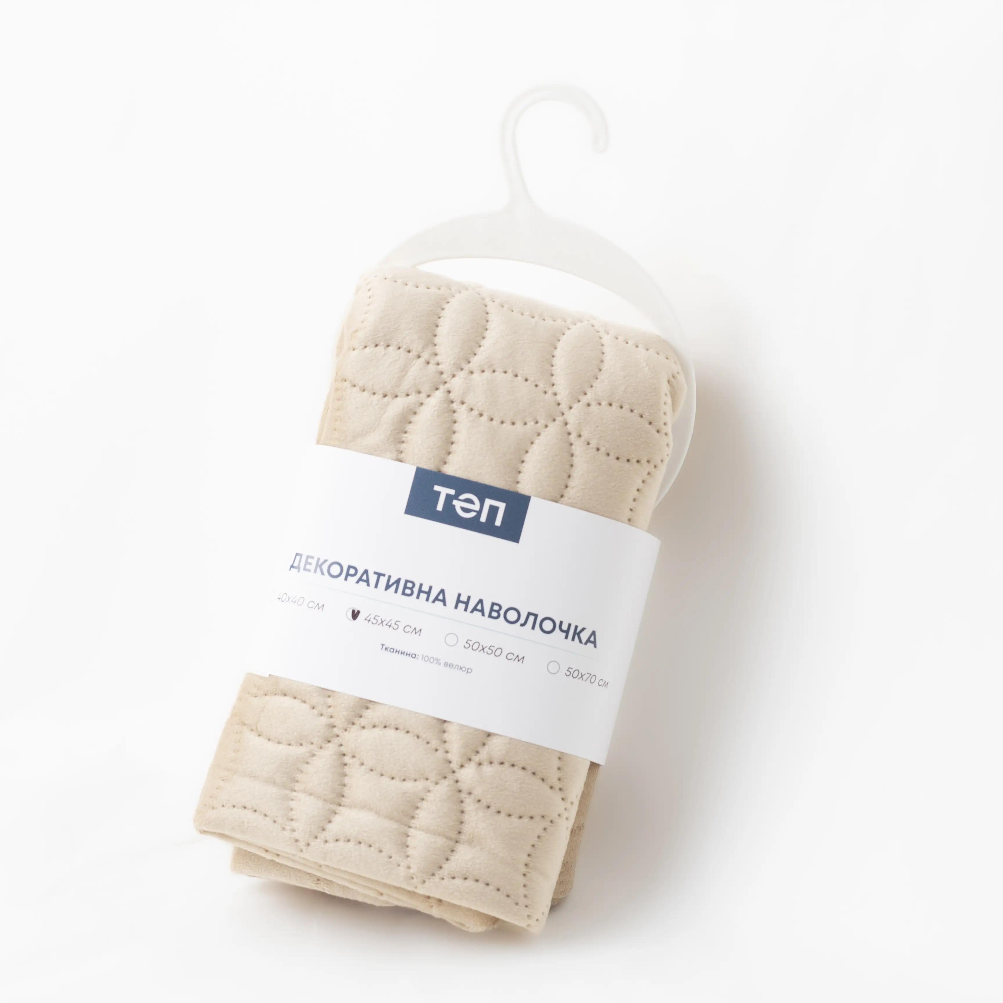 Наволочка декоративна ТЕП "VELOUR" 45*45 см з замком Золотий беж/Мозаїка, 45x45 - Фото 6