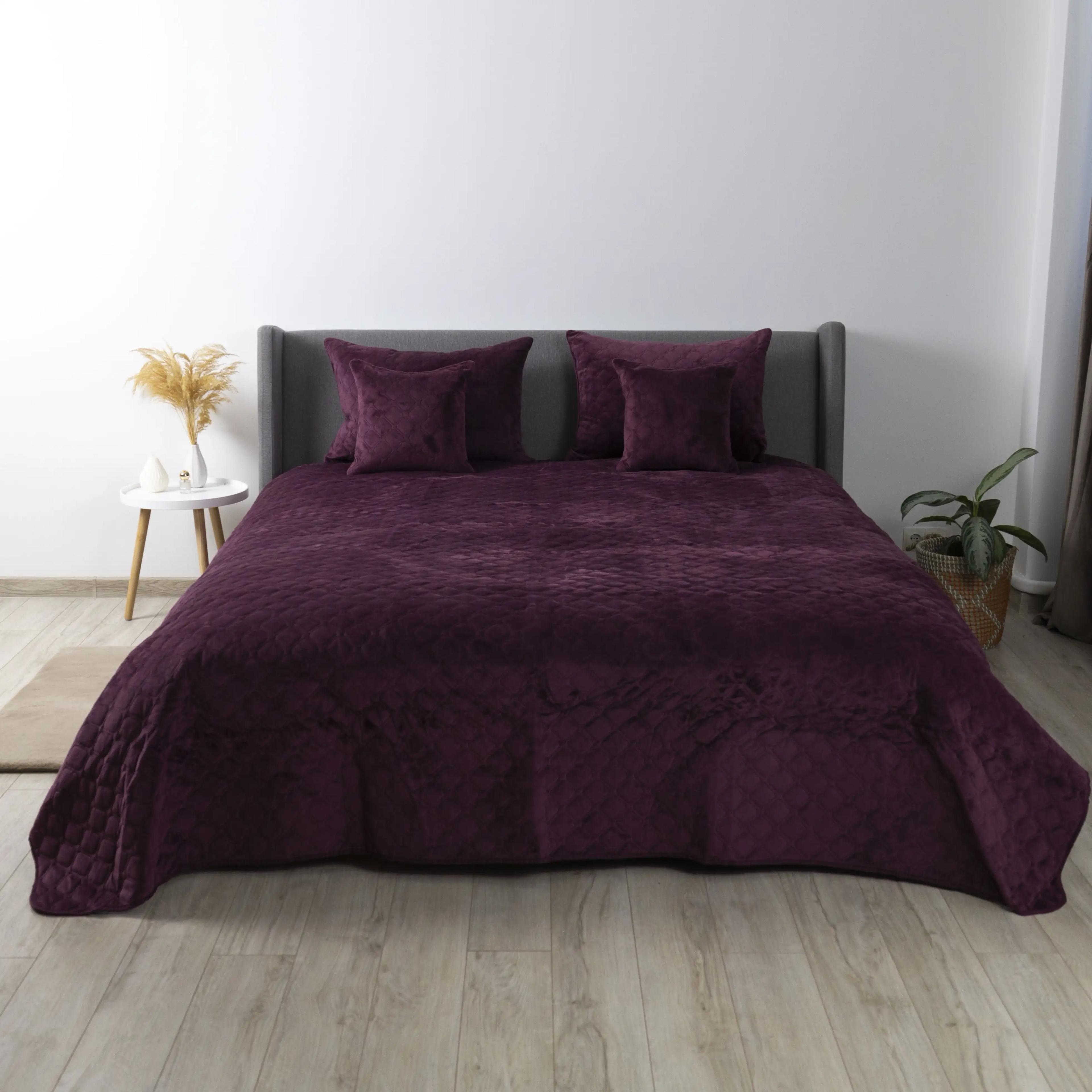 Покривало ТЕП "VELOUR" Бордо/Ромб круглий, 150x210 - Фото 2 Покривало ТЕП "VELOUR" Бордо/Ромб круглий, 150x210 - Фото 2
