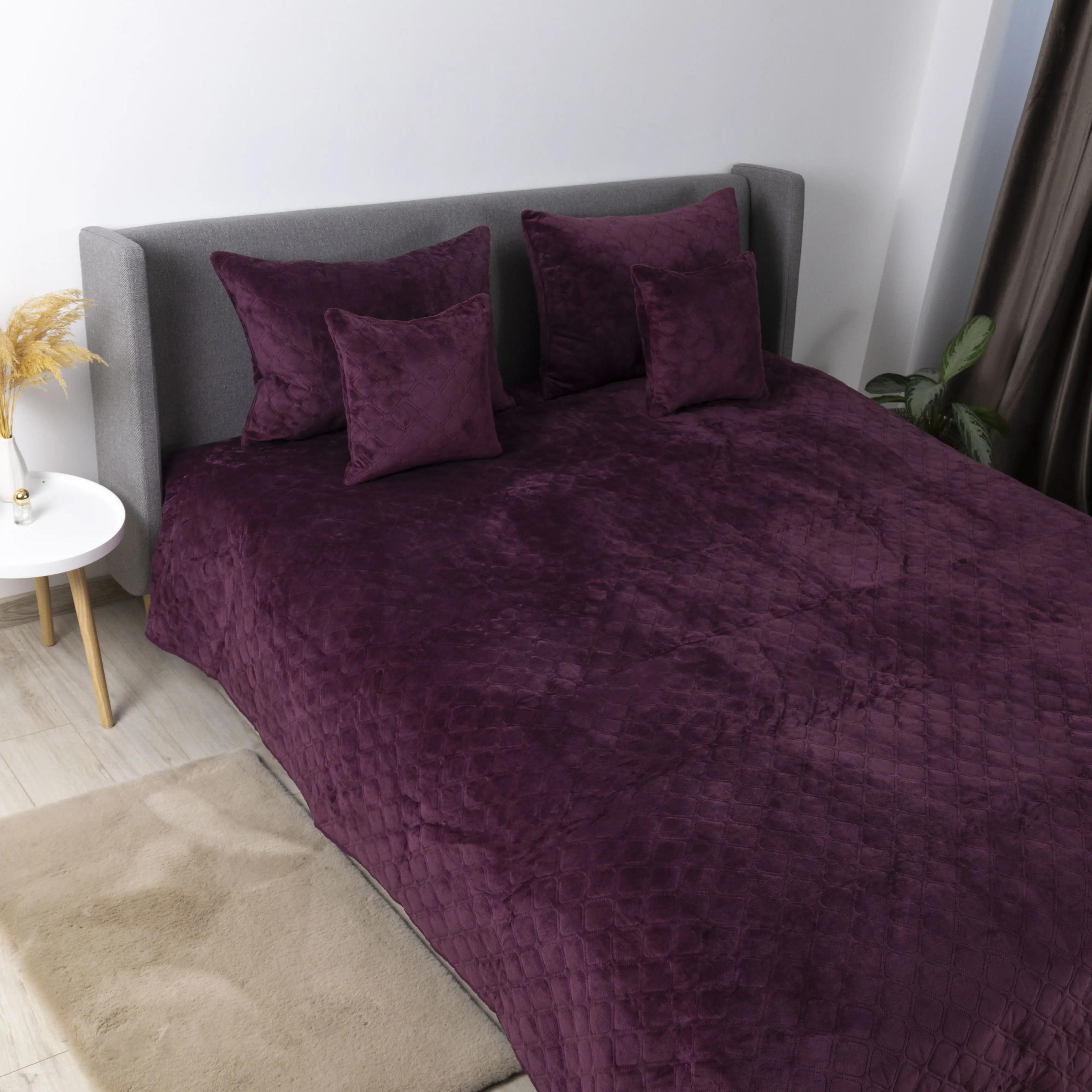 Покривало ТЕП "VELOUR" Бордо/Ромб круглий, 150x210 - Фото 3 Покривало ТЕП "VELOUR" Бордо/Ромб круглий, 150x210 - Фото 3