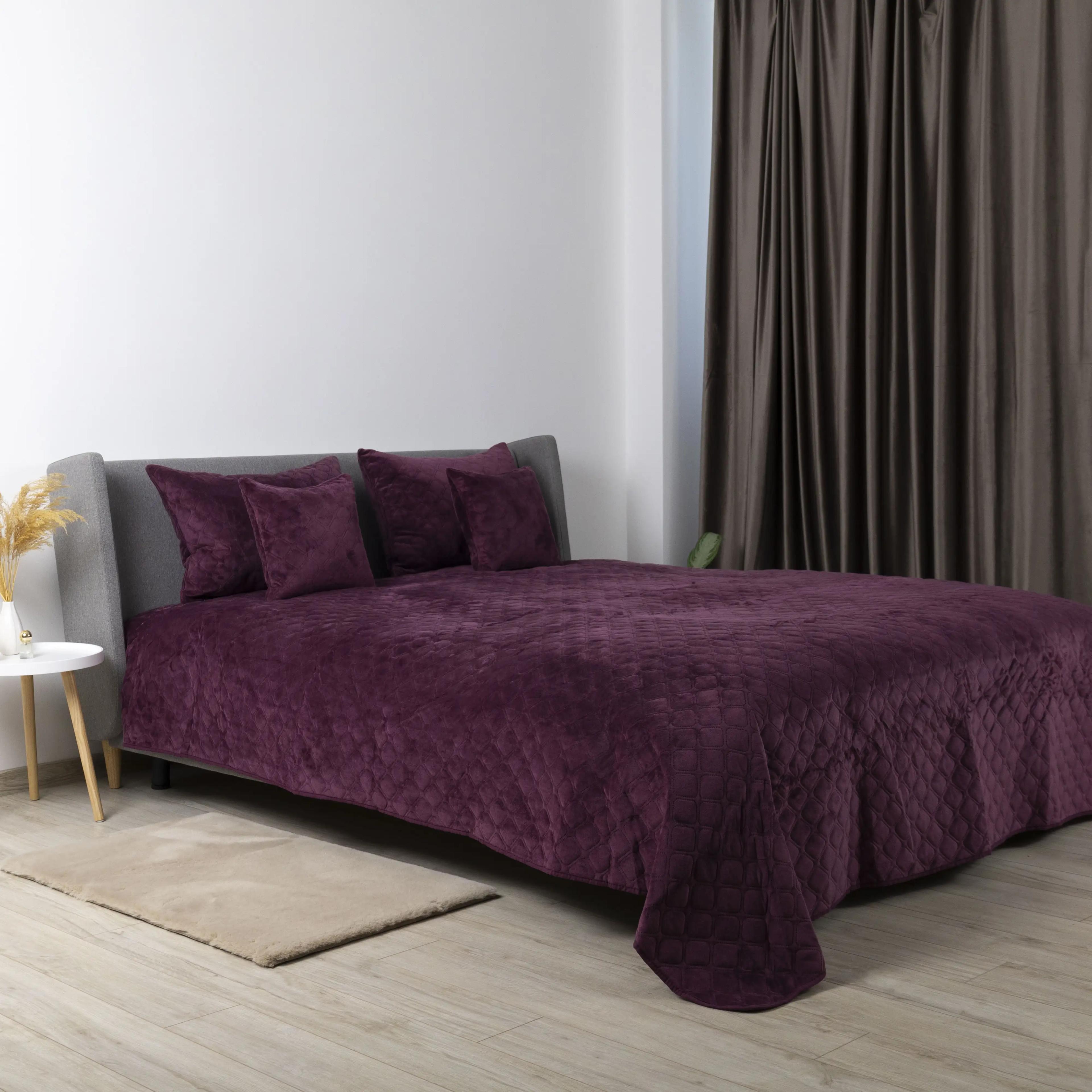 Покривало ТЕП "VELOUR" Бордо/Ромб круглий, 150x210 - Фото 4 Покривало ТЕП "VELOUR" Бордо/Ромб круглий, 150x210 - Фото 4