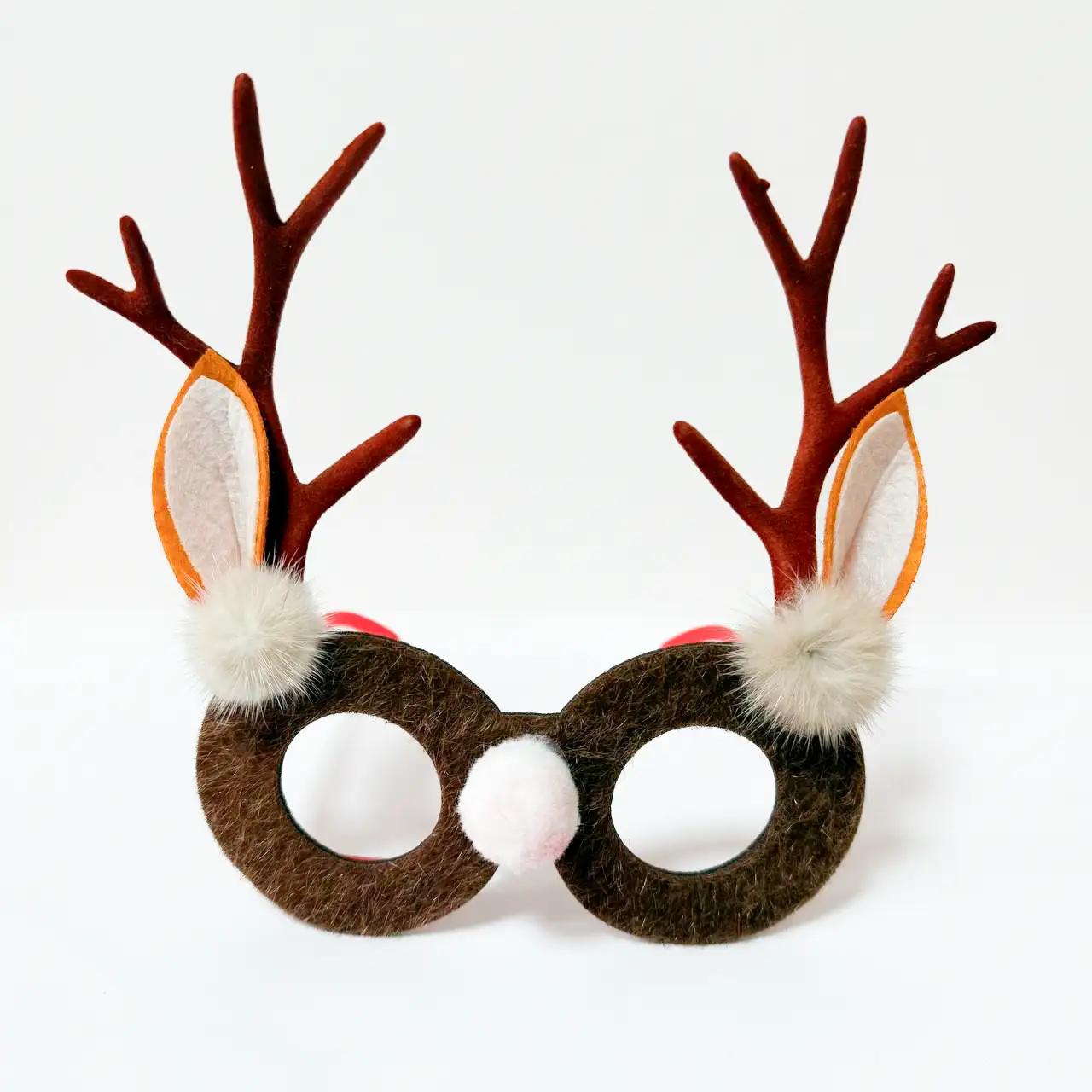 Різдвяні окуляри «Santa Fun», пластикові, коричневі, з декором Різдвяні окуляри «Santa Fun», пластикові, коричневі, з декором