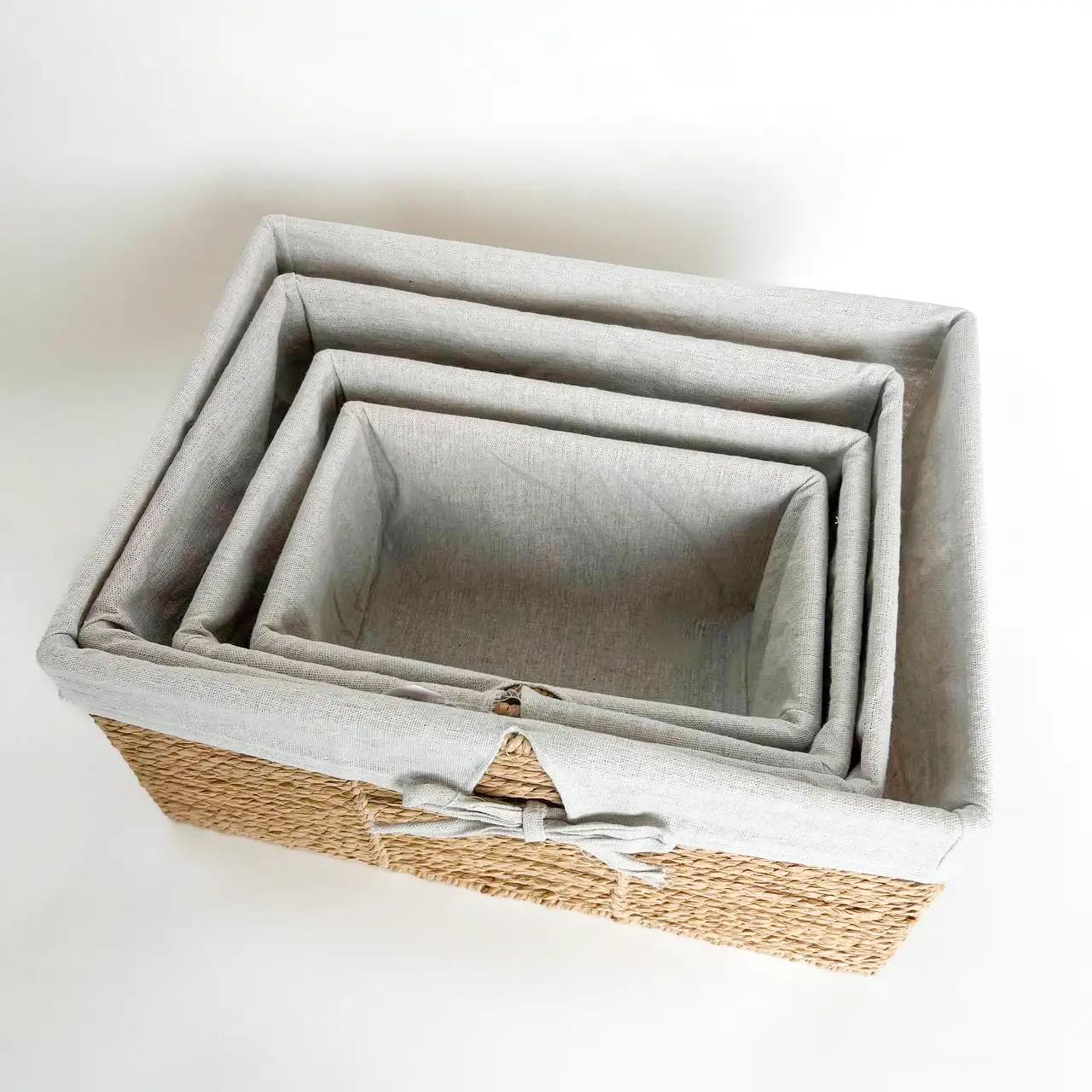 Комплект кошиків для дому Linen Harmony, 4 шт, прямокутні, молочні - Фото 2 Комплект кошиків для дому Linen Harmony, 4 шт, прямокутні, молочні - Фото 2