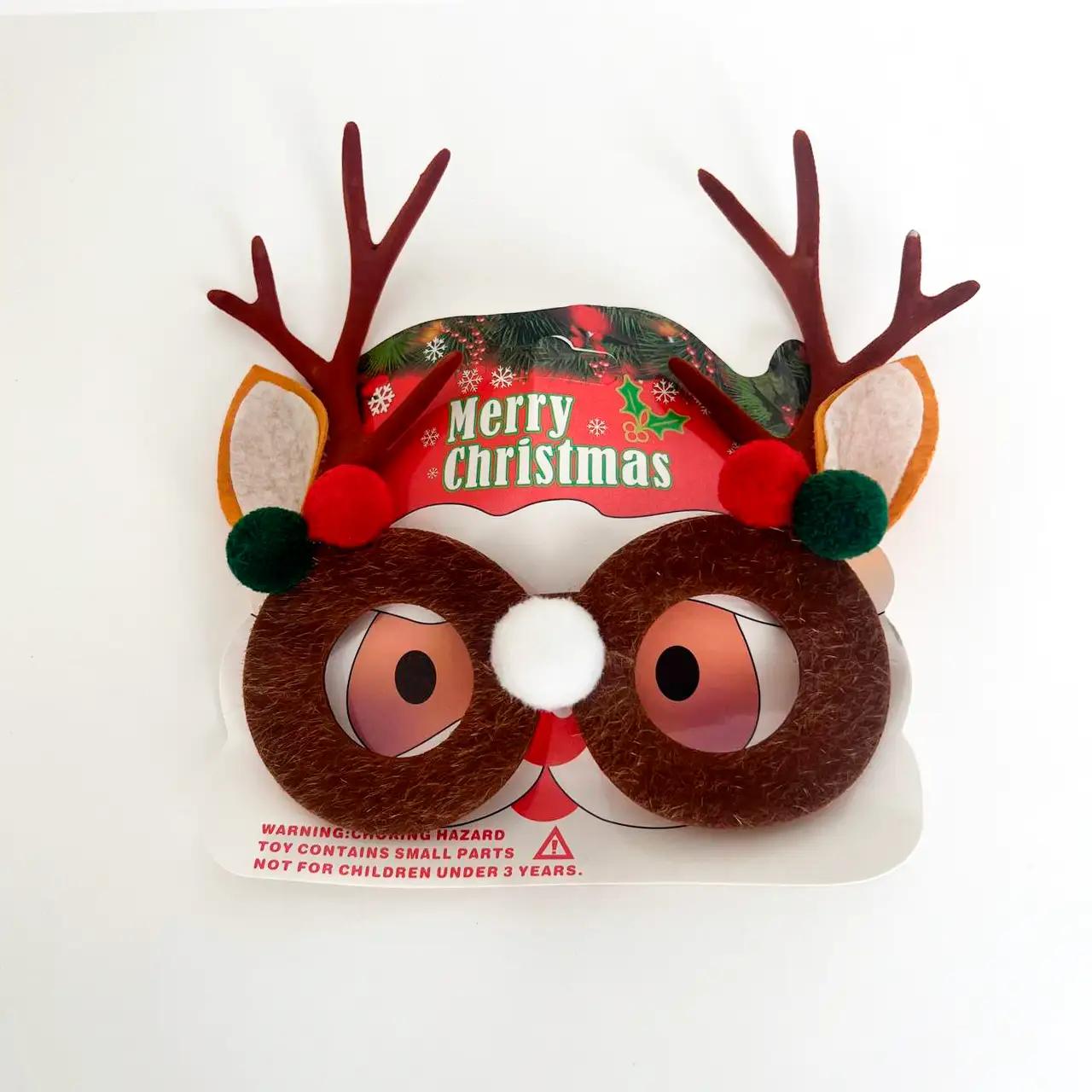 Різдвяні окуляри «Warm Reindeer», пластикові, коричневі, з декором Різдвяні окуляри «Warm Reindeer», пластикові, коричневі, з декором