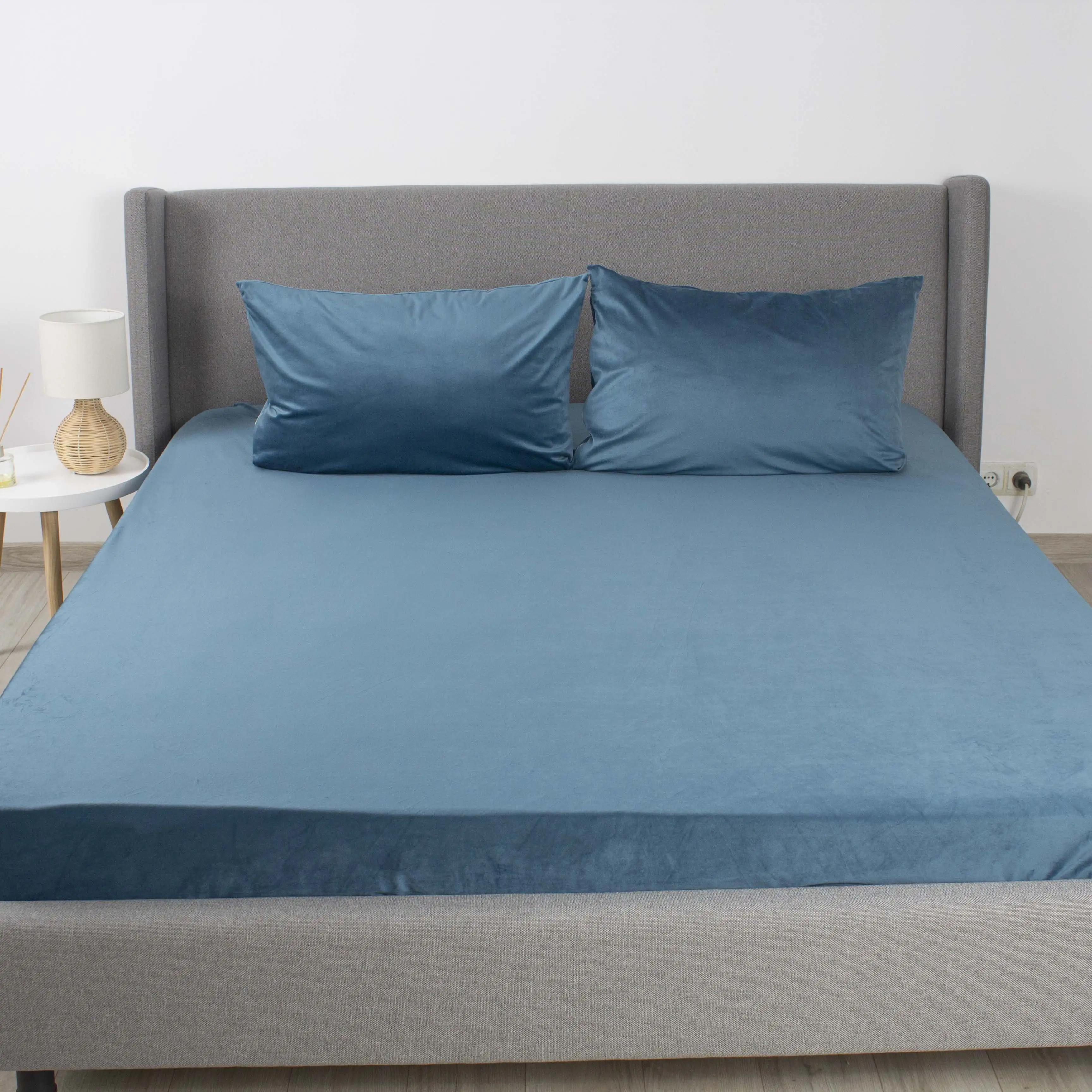 Простирадло ТЕП "VELOUR" з резинкою синє Простирадло ТЕП "VELOUR" з резинкою синє